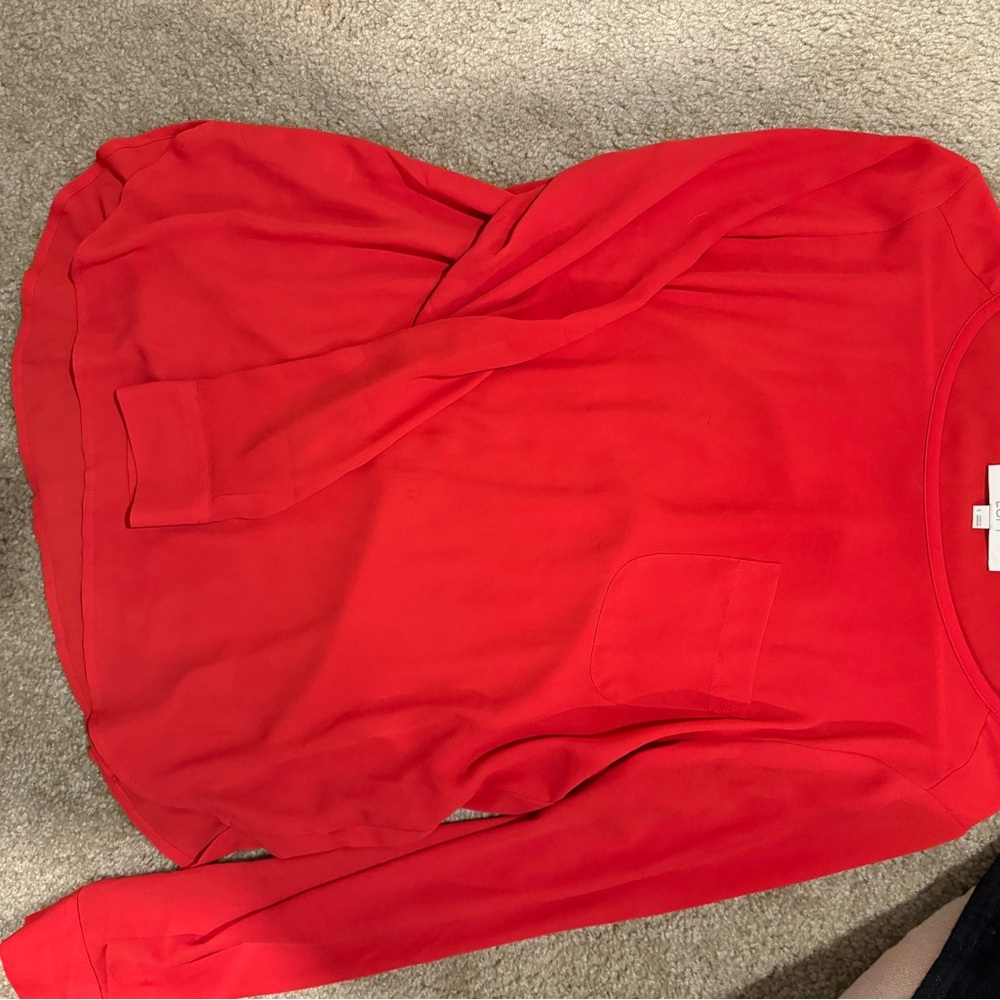 LOFT Red Long Sleeve Top